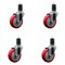 Service Caster 4'' SS Red Poly Wheel Swivel 1-5/8'' Expanding Stem Caster Set, 4PK SCC-SSEX20S414-PPUB-RED-158-4 - alternate 1